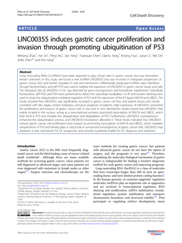 LINC00355 Induces Gastric Cancer Proliferation and Invasion Through