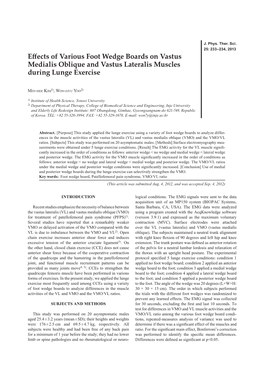 Effects of Various Foot Wedge Boards on Vastus Medialis Oblique and Vastus Lateralis Muscles During Lunge Exercise