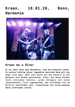 Kraan, 18.01.20, Bonn, Harmonie