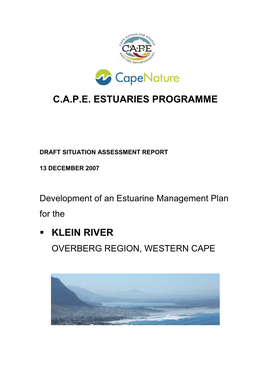 Klein River Estuarine Management Plan