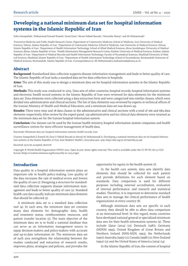 Developing a National Minimum Data Set for Hospital Information Systems in the Islamic Republic of Iran