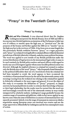 "Piracy" in the Twentieth Century