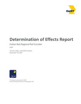 Determination of Effects Report Cotton Belt Regional Rail Corridor Draft