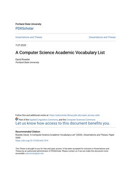 A Computer Science Academic Vocabulary List