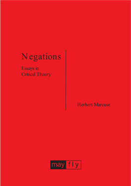 Negations Essays in Critical Theory