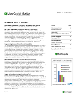 Microcapital Monitor MAY 2013 | VOLUME.8 ISSUE.5 the MICROFINANCE NEWSPAPER