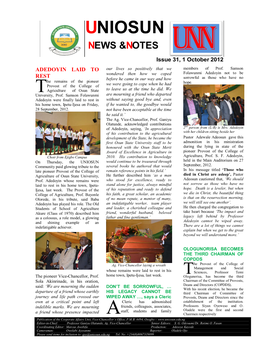 UNN Issue 31 October 1 2012