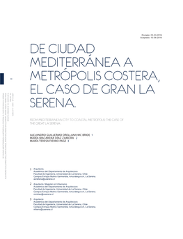 De Ciudad Mediterránea a Metrópolis Costera, El Caso De Gran La Serena