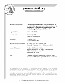 Administrative Tracking/Processing File for Each FOIA Request & Appeal