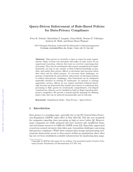 Query-Driven Enforcement of Rule-Based Policies for Data-Privacy Compliance