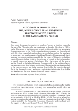 Auto Da Fe in Lwów in 1728 : the Jan Filipowicz Trial And