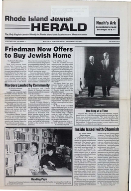 NOVEMBER 25, 1993 35C PER COPY Friedman Now Offers to Buy Jewish Home by Anne S