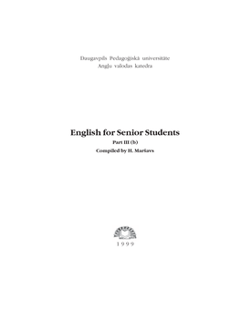 English for Senior Students Part III (B) Compiled by H