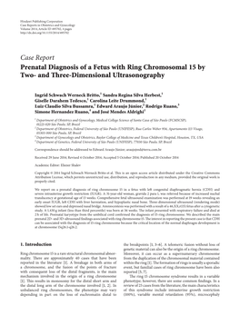 Prenatal Diagnosis of a Fetus with Ring Chromosomal 15 by Two-And