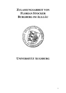 Zulassungsarbeit Von Florian Stocker Burgberg Im Allgäu Universität Augsburg