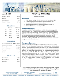 Altria Corp (NYSE: MO)