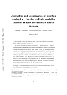 Observables and Unobservables in Quantum Mechanics: How the No-Hidden-Variables Theorems Support the Bohmian Particle Ontology
