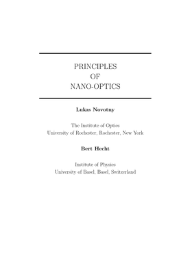 Principles of Nano-Optics