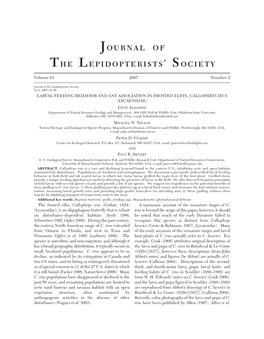 Larval Feeding Behavior and Ant Association In