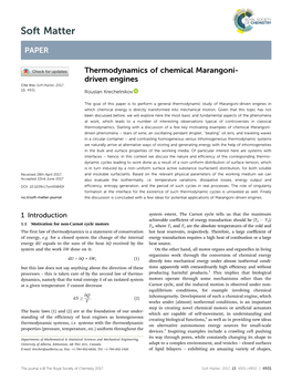 Thermodynamics of Chemical Marangoni-Driven Engines