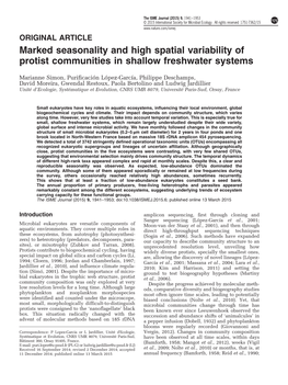 Marked Seasonality and High Spatial Variability of Protist Communities in Shallow Freshwater Systems