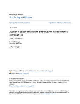 Audition in Sciaenid Fishes with Different Swim Bladder-Inner Ear Configurations