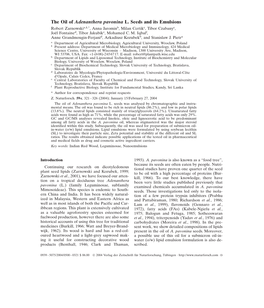 The Oil of Adenanthera Pavonina L. Seeds and Its Emulsions