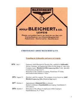 Chronology Adolf Bleichert & Co
