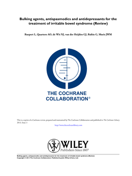 Bulking Agents, Antispasmodics and Antidepressants for the Treatment of Irritable Bowel Syndrome (Review)