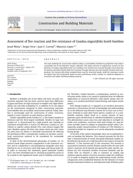 Assessment of Fire Reaction and Fire Resistance of Guadua Angustifolia