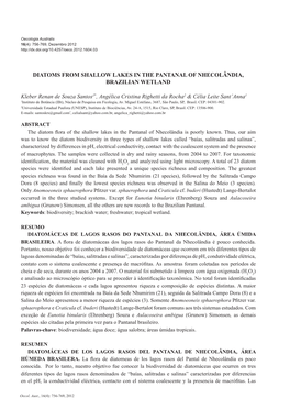 Diatoms from Shallow Lakes in the Pantanal of Nhecolândia, Brazilian Wetland