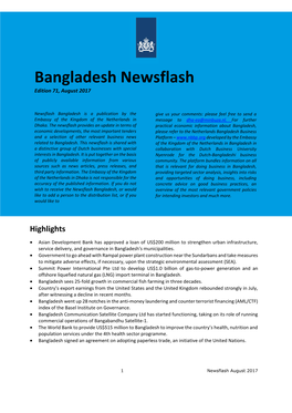 Bangladesh Newsflash August 2017