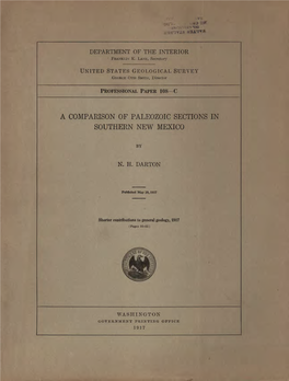 United States Geological Survey a Comparison of Paleozoic Sections in Southern New Mexico