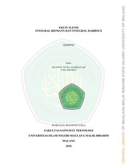 Ekuivalensi Integral Riemann Dan Integral Darboux