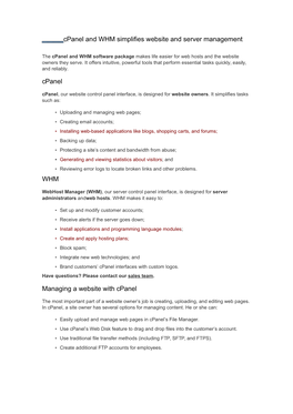Cpanel and WHM Simplifies Website and Server Management Cpanel