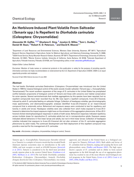 Tamarix Spp.) Is Repellent to Diorhabda Carinulata (Coleoptera: Chrysomelidae