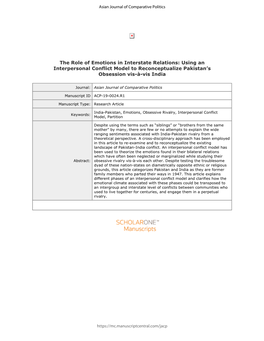 For Peer Review 22 by the Time of Partition, the Two Sides Had Lived Together in One Society for More Than a 23 24 25 Millennium