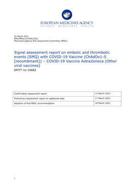 COVID-19 Vaccine Astrazeneca (Other Viral Vaccines) EPITT No:19683