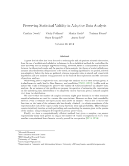 Preserving Statistical Validity in Adaptive Data Analysis