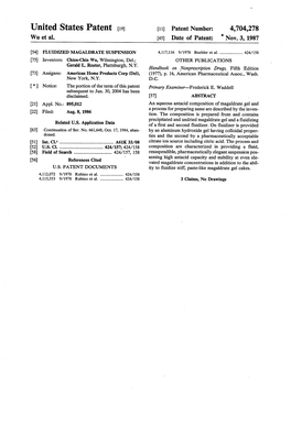 United States Patent (19) 11 Patent Number: 4,704,278 Wu Et Al