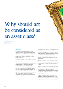 Why Should Art Be Considered As an Asset Class?