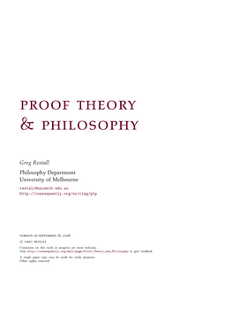 Proof Theory & Philosophy