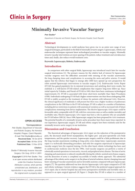 Minimally Invasive Vascular Surgery