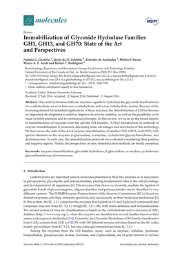 Immobilization of Glycoside Hydrolase Families GH1, GH13, and GH70: State of the Art and Perspectives