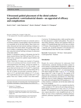 Ultrasound Guided Placement of the Distal Catheter in Paediatric Ventriculoatrial Shunts—An Appraisal of Efficacy and Complications