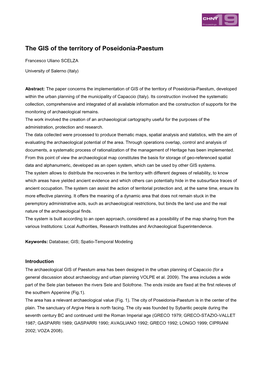 The GIS of the Territory of Poseidonia-Paestum