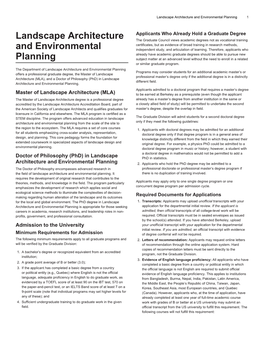 Landscape Architecture and Environmental Planning 1