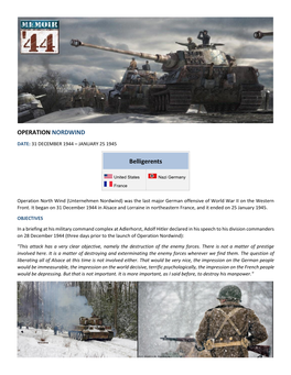 OPERATION NORDWIND Belligerents