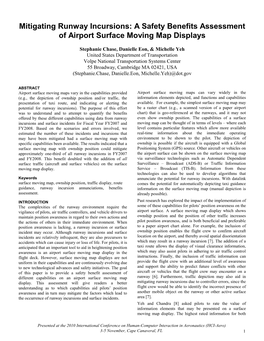 Mitigating Runway Incursions: a Safety Benefits Assessment of Airport Surface Moving Map Displays