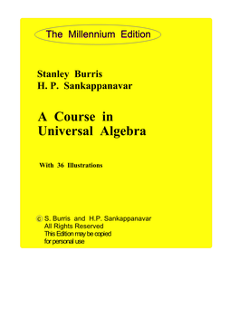 A Course in Universal Algebra